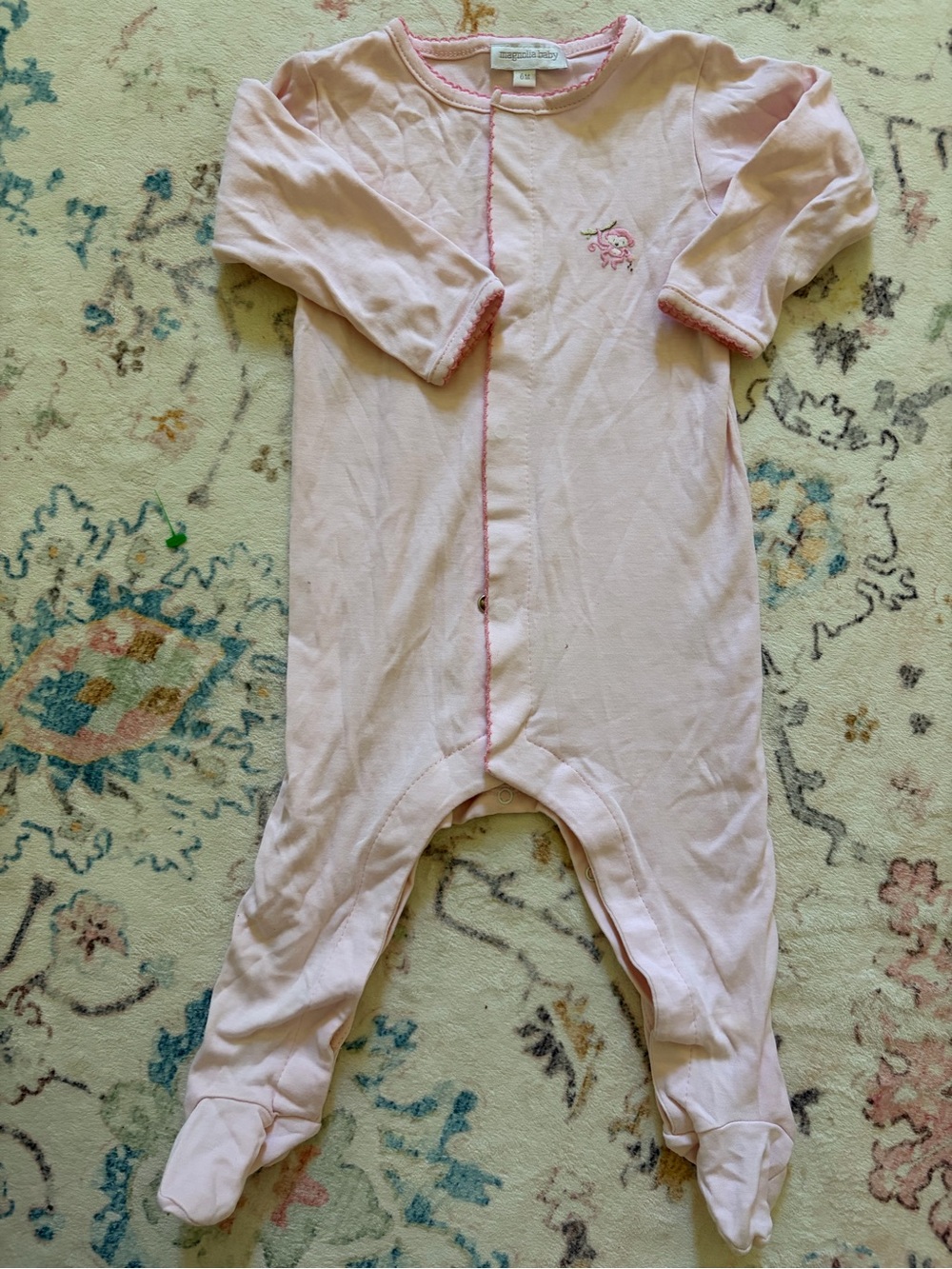 Baby Pink Footed One-Piece Sleep Romper with Front Snaps